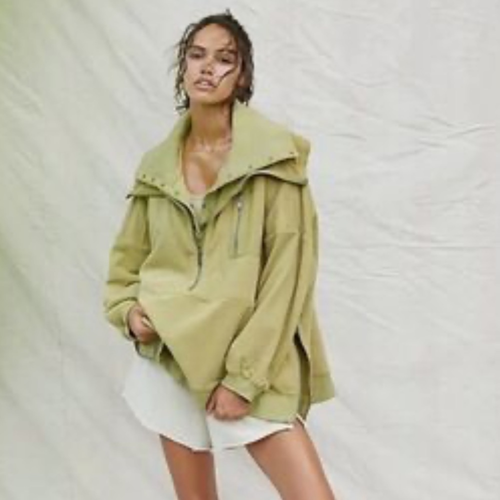 Free People Oversized Venture Pullover Sweatshirt - Green